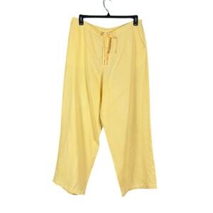 Chadwicks Linen Wide Leg Pants Size 16 Beachy Lagom Minimalist Butter Yellow